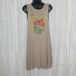 California Poppies & Butterfly Graphic Sleeveless Tunic Dress SzL